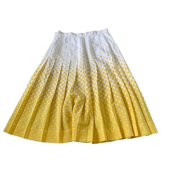 Cest Petite Midi Yellow and White Skirt Size: Small - Picture 2 of 3